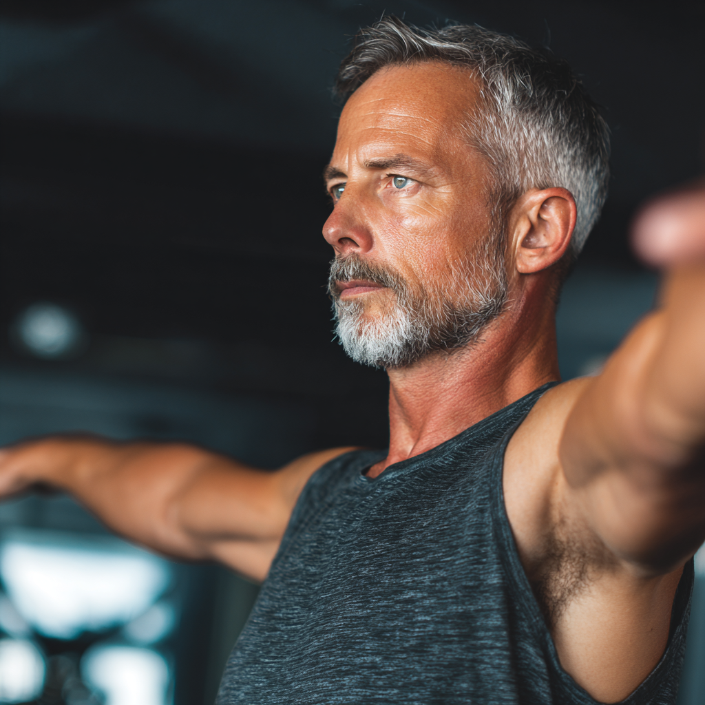 Mature fitness professional analyzing movement patterns